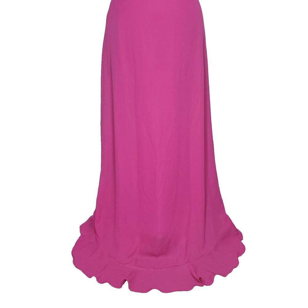 Lulu's Women’s Wrap Dress Size XS Hot Pink Ruffle Flowy High Low Short Sleeve - Picture 7 of 12
